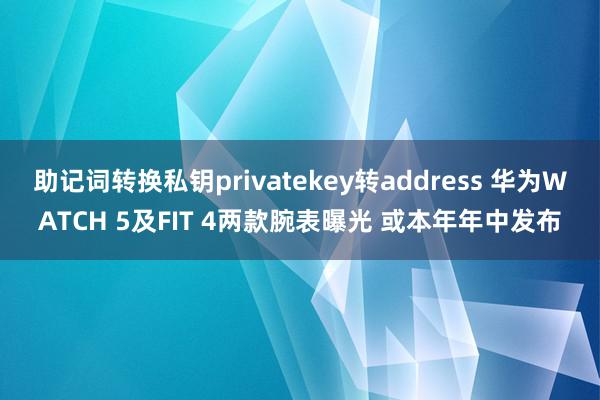 助记词转换私钥privatekey转address 华为WATCH 5及FIT 4两款腕表曝光 或本年年中发布