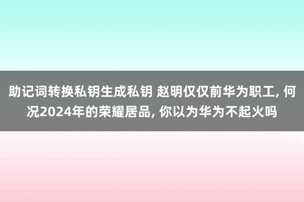 助记词转换私钥生成私钥 赵明仅仅前华为职工, 何况2024年的荣耀居品, 你以为华为不起火吗