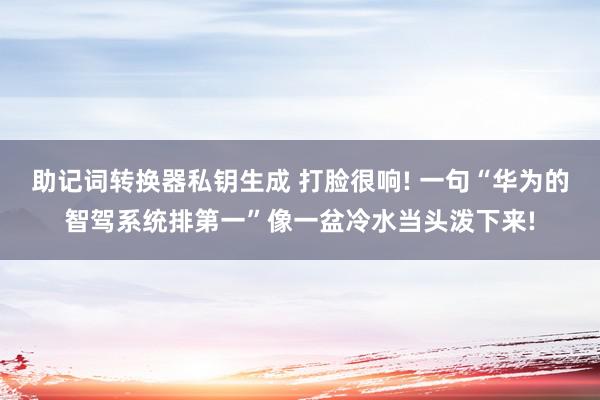 助记词转换器私钥生成 打脸很响! 一句“华为的智驾系统排第一”像一盆冷水当头泼下来!